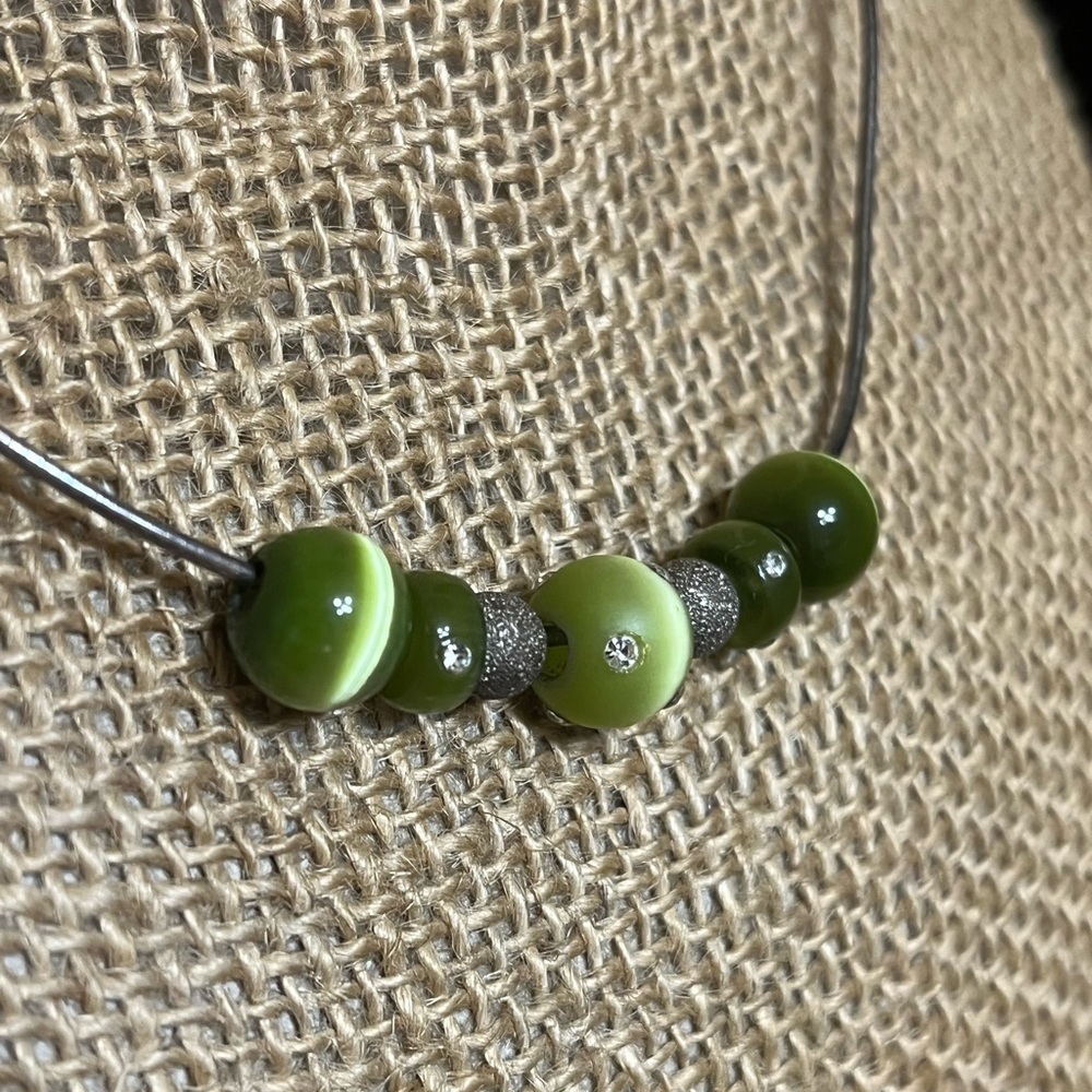 Sterling Cats Eye Crystal Necklace - Picture 4 of 12